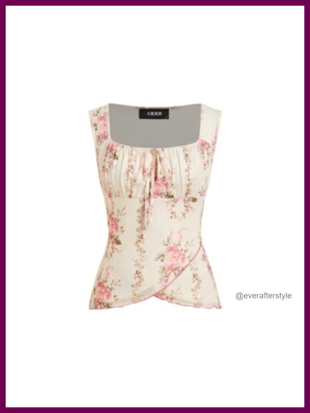 Sleeveless Square Neck Wrap Tank Top Tie Front Peplum Floral Summer